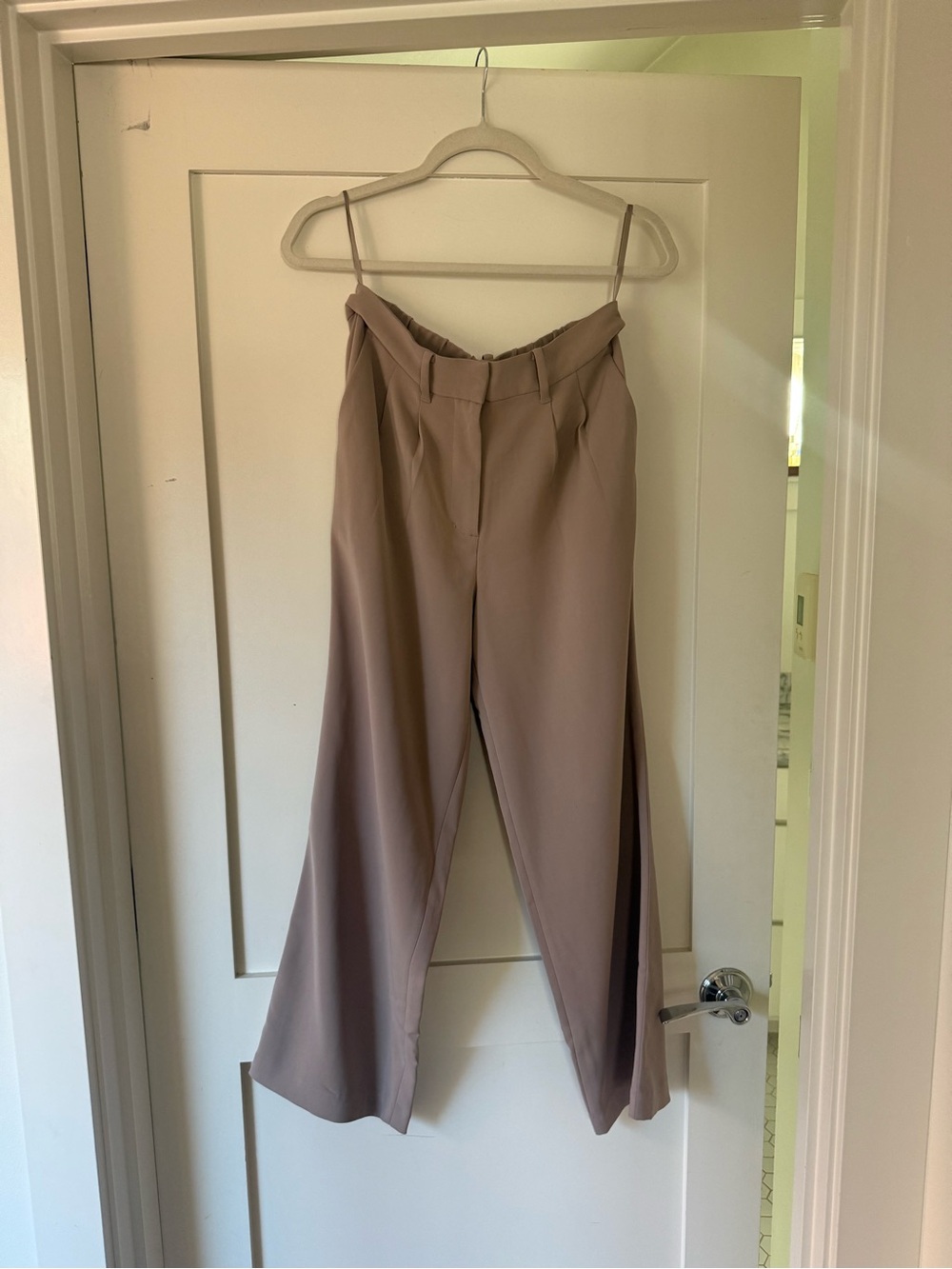 Quince Women's Wide-Leg High-Waist Pants in Taupe